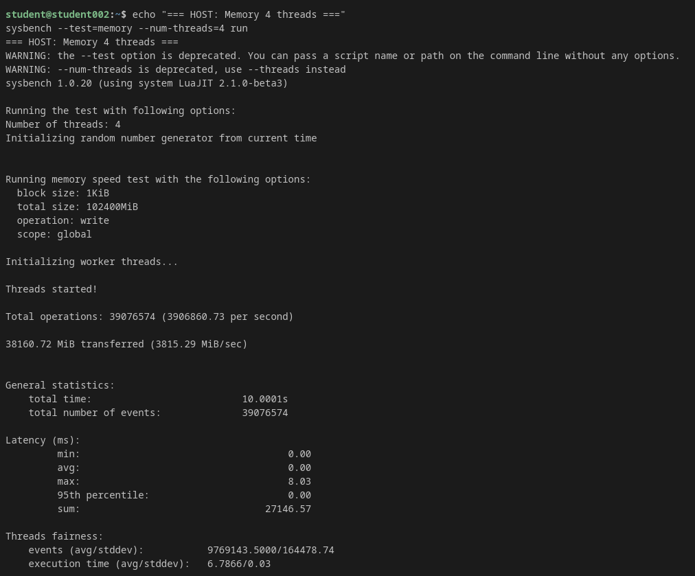 Host Memory test 4 threads